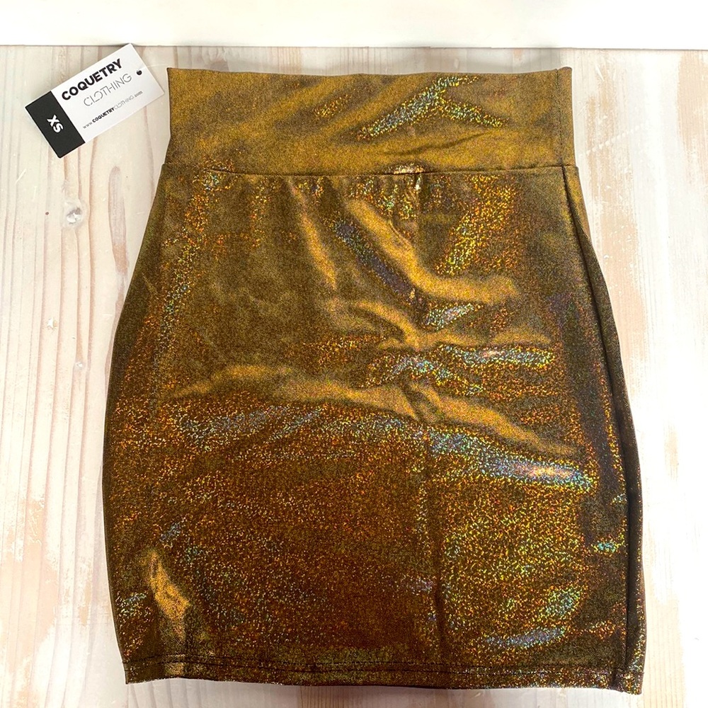 Coquetry Gold Sequin Pencil Mini Skirt